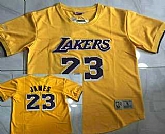 Men's Los Angeles Lakers #23 Lebron James Yellow Short Sleeved AU Throwback Jersey,baseball caps,new era cap wholesale,wholesale hats